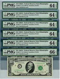 神父様2017-C $10 1963A FRN フィラデルフィア 6 コンセック 64-66 EPQ PMG DC-2003｜WORLD RESOURCE【KING店】