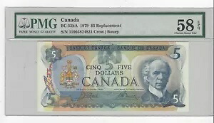 1979年、カナダ $5、Cro/Bou #31003824821 BC-53bA PMG AU-58 EPQ Repl。注記｜WORLD RESOURCE【KING店】