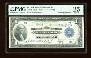 DBR 1918 $1 FRBN ミネアポリス Fr. 736 PMG 25 シリアル I15944783A|WORLD RESOURCE【KING店】