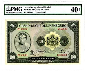 ルクセンブルク ... P-39a ... 100 フラン ... (1934) ... Ch*XF* PMG 40 EPQ。｜WORLD RESOURCE【KING店】