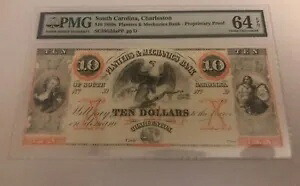 サウスカロライナ州チャールストン、1860年代のプランターズ・メカニックズ・バンク、10ドル、PMG 64｜WORLD RESOURCE【KING店】 205,700円
