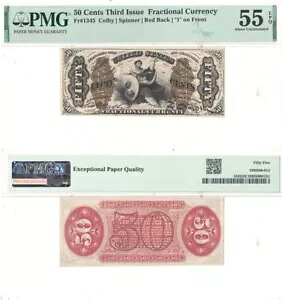 第3回発行 50セント小数通貨 PMG AU-55 EPQ F-1345