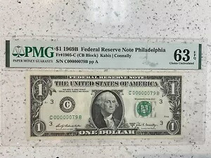 $1 1969 00000079 2桁 ローファンシー シリアルナンバー PMG63 レア