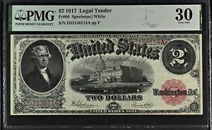 1917年法定通貨2ドル、60フランパールブレスレット、素晴らしい外観、PMG VF 30