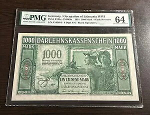 ドイツによるリトアニア占領 1000マルク 1918 PMG64