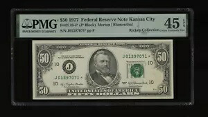 DBR 1977 $50 FRN カンザスシティ STAR Fr. 2119-J* PMG 45 EPQ シリアル J01397071* 154,550円