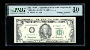 DBR 1950-A $100 FRN ミネアポリス Fr. 2158-I PMG 30 シリアル I00590516A｜WORLD RESOURCE【KING店】
