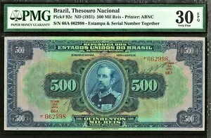 ブラジル 500 ミル・レイス ND (1931) Pick-92c Very Fine PMG 30 EPQ