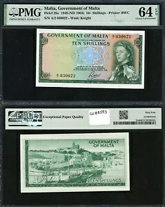 マルタ マルタ政府。1949年法律（1963年）10シリング PMG-64 EPQ #CU88593｜WORLD RESOURCE【KING店】