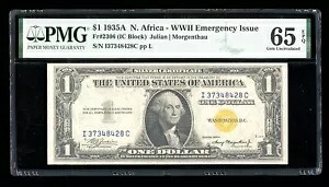 DBR 1935-A 1ドル 北アフリカ銀貨 Fr. 2306 ICブロック PMG 65 EPQ シリアル I37348428C｜WORLD RESOURCE【KING店】