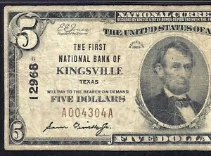???? TX 1929 $5 ?? キングスビル、テキサス州 ?? PMG CHOICE FINE 15｜WORLD RESOURCE【KING店】