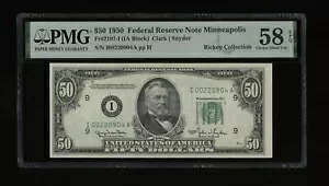 DBR 1950 $50 FRN ミネアポリス Fr. 2107-I PMG 58 EPQ シリアル I00220904A