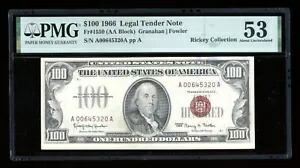 DBR 1966 $100 リーガル Fr. 1550 PMG 53 シリアル A00645320A