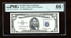 DBR $5 1953 シルバー STAR Gem Fr. 1655* PMG 66 EPQ シリアル *00879062A