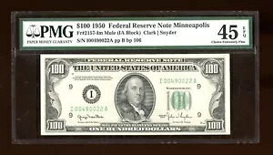 DBR 1950 $100 FRN ミネアポリス ミュール Fr. 2157-Im PMG 45 EPQ シリアル I00490022A