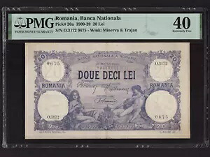 ルーマニア:P-20a、20 Lei、1920 * Banca Nationala a Rom?niei * PMG EF 40 *