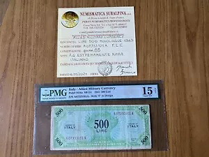 連合軍の軍事通貨 500 Am Livres イタリア 1943 Flc R4 Qbb 未開封 PMG