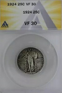 1924年 .25 ANACS VF 30 スタンディング リバティ クォーター、リバティ 25 セント 52,800円