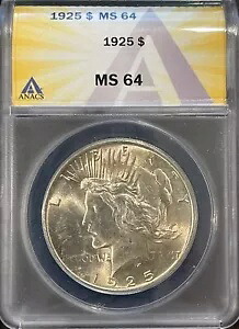 1925年 P 平和ドル ANACS 鑑定済み MS64