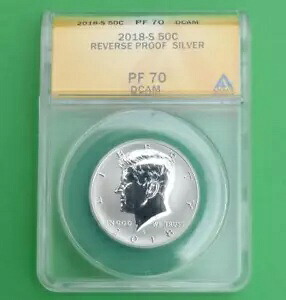 2018 S ANACS PF 70 D-Cam リバースプルーフ シルバーケネディ（ライトフィニッシュ）、キーデイト