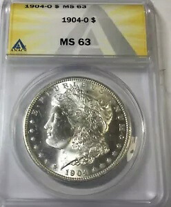 1904年 O モルガン・ダラー ニューオーリンズ造幣局 MS63 光沢白 ANACS グレード