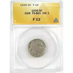 1935 DDR FS-801 ダイ 1 インディアンヘッド バッファローニッケル F 12 ANACS SKU:I16292
