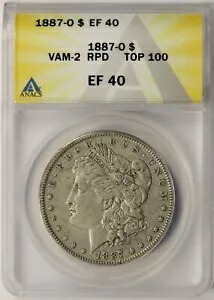 1887-O トップ100 $1 モルガン・ダラー VAM-2 RPD ANACS EF40