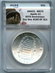 正規品 2019-P ANACS MS70 アポロ11号 S$1 50周年記念 Day One #160 of 311