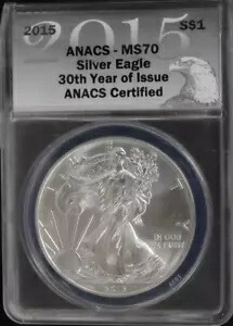2015 アメリカンイーグル MS 70 ANACS シルバー 30周年記念