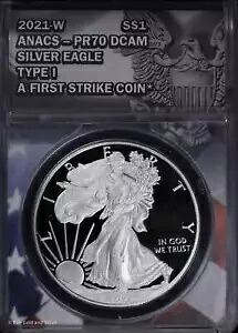 2021 W プルーフ $1 アメリカン シルバー イーグル ANACS PR 70 DCAM