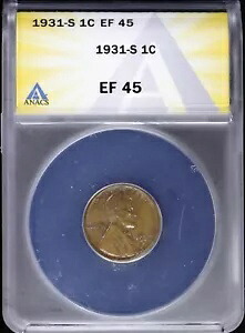 1931 S 1c リンカーン ウィート セント ANACS EF 45 (XF、極細) サンフランシスコ｜WORLD RESOURCE【KING店】