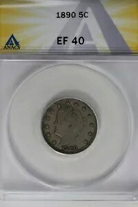 1890 .05 ANACS EF 40 リバティ ニッケル、V ニッケル、5 セント ピース