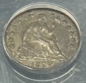 1857 シーテッド リバティ シルバー ハーフダイム ANACS AU50..素敵です!!実際のコイン #WF12
