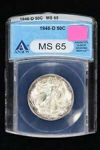 1946-D ウォーキング リバティ ハーフダラー ANACS MS 65 3XV1