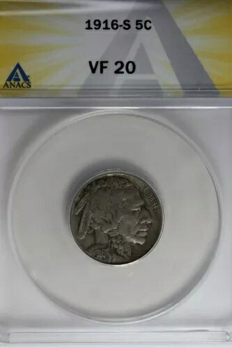1916-S .05 ANACS VF 20 バッファロー ニッケル、インディアン ニッケル、5 セント ピース|WORLD RESOURCE【KING店】