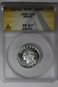 1960 .25 ANACS PF67 カメオ プルーフ ワシントン クォーター、シルバー 25 セント｜WORLD RESOURCE【KING店】