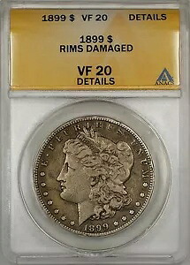 1899 モーガン シルバー ダラー 1 ドル コイン ANACS VF-20 詳細 リムにダメージあり (5)｜WORLD RESOURCE【KING店】