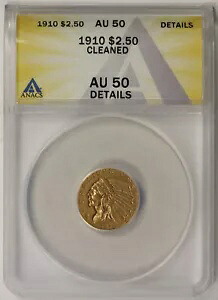 1910 インディアン ヘッド クォーター イーグル ゴールド $2.5 AU 50 詳細 ANACS