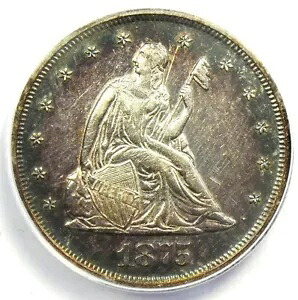 1875-P トゥエンティ セント  20C - ANACS AU50 詳細 - 1875 年のレアな!