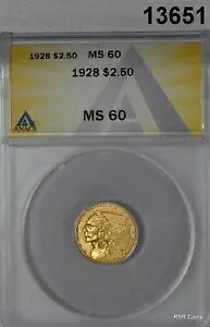 1928 $2.50 ゴールド インディアン ANACS 認定 MS60 フロスティ! #13651|WORLD RESOURCE【KING店】