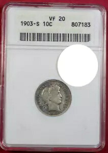 1903-S バーバーダイム ANACS VF20 *古い石鹸箱スラブ*|WORLD RESOURCE【KING店】