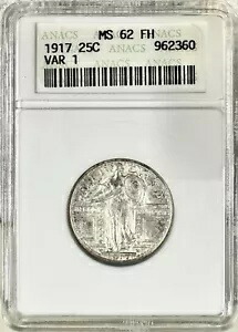 1917 スタンディング リバティ シルバー クォーター タイプ 1 ANACS MS62FH ソープ ボックス ホルダー