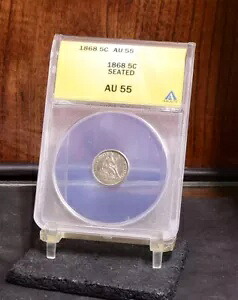 1868 ハーフダイム - ANACS AU55 (#57286-L)