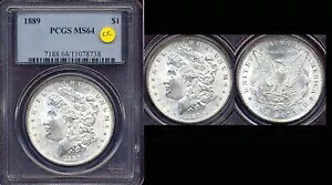 1889 $1 PCGS MS64 ブラスト ホワイト ミント ラスター & オリジナル カラー & 表面 シルバー M