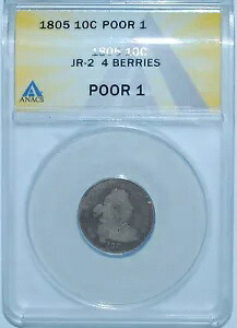 1805 ANACS PO01 プア 1 JR-2 4 ベリー ドレープ バスト ダイム