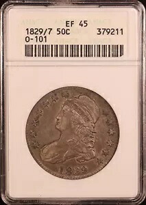 1829/7 キャップドバスト ハーフダラー O-101 - ANACS XF45 - 希少なオーバーデート!オリジナル+｜WORLD RESOURCE【KING店】