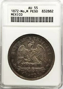 1872 メキシコ スケール バランス ペソ ANACS AU55 ダーク レインボー トーン｜WORLD RESOURCE【KING店】