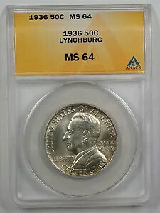 1936 リンチバーグ シルバー ハーフ記念コイン ANACS MS-64 (美品) ライトトーン