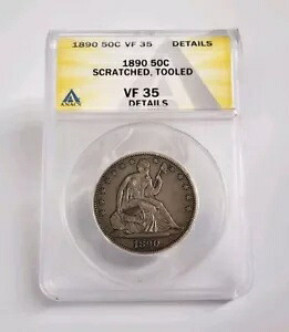 1890 年着席ハーフダラー ANACS VF35 詳細 より良い日付