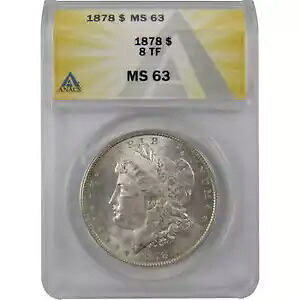 1878 8TF モルガン ドル MS 63 ANACS 90% シルバー $1 コイン SKU:I10163